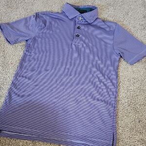 SS🔹️💜 Greyson Purple Striped Youth Short Sleeved Polo Shirt